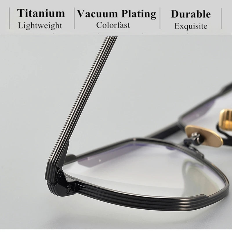 Black Mask Unisex Full Rim Oval Double Bridge Titanium Eyeglasses Jr39 Full Rim Black Mask