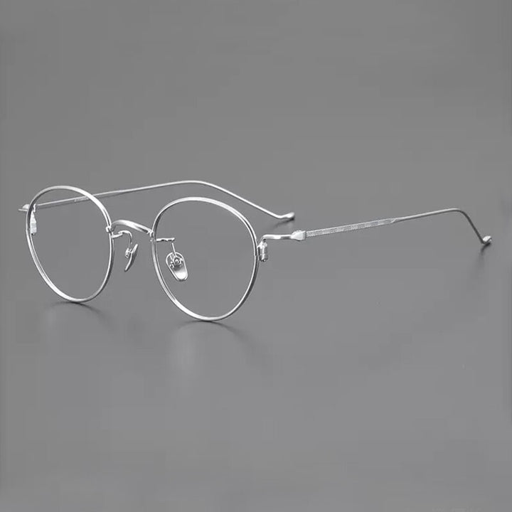 Gatenac Unisex Full Rim Round Titanium Eyeglasses Gxyj1051 Full Rim Gatenac Silver
