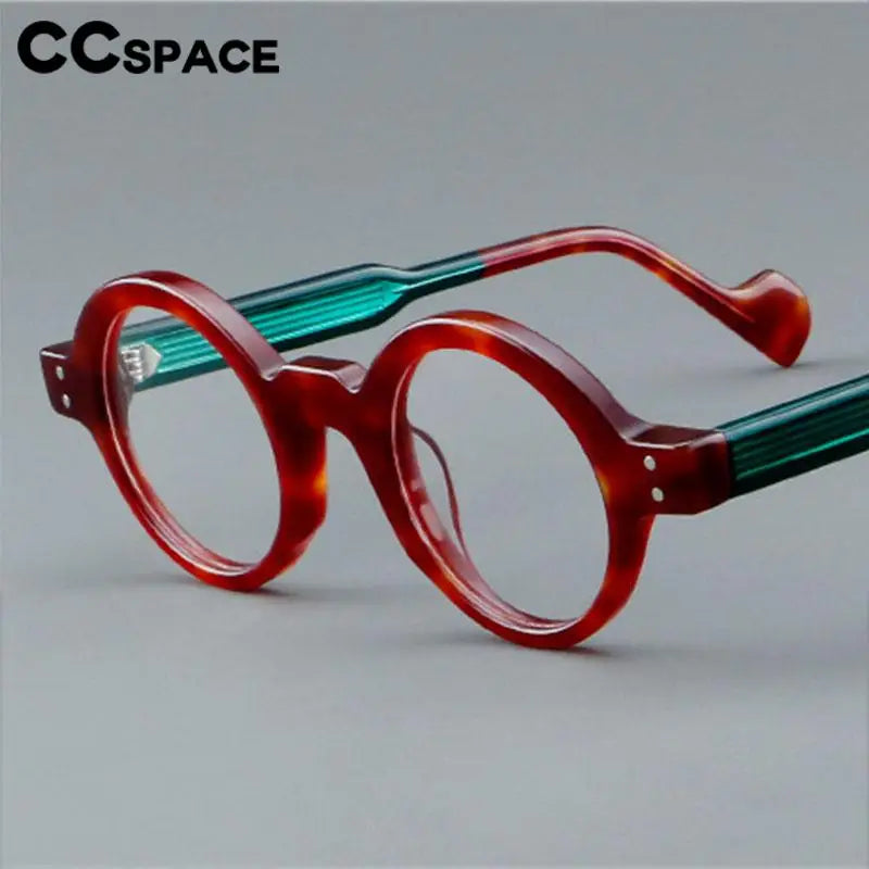 CCspace Unisex Full Rim Round Acetate Eyeglasses 57257 Full Rim CCspace