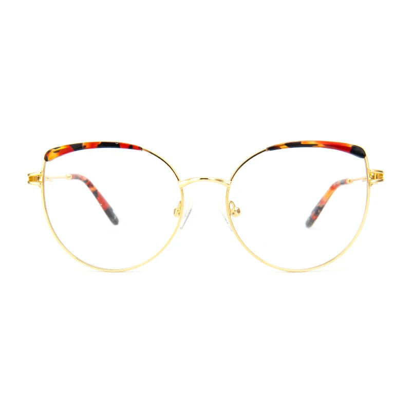 Vicky Women's Full Rim Round Cat Eye Stainless Steel Acetate Reading Glasses 7352 Reading Glasses Vicky SR7352-C1 0