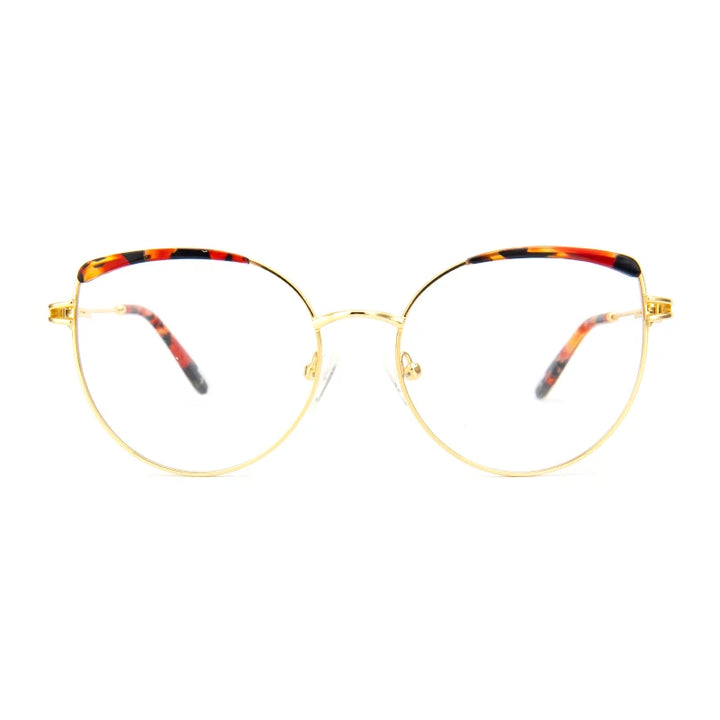 Vicky Women's Full Rim Round Cat Eye Stainless Steel Acetate Reading Glasses 7352 Reading Glasses Vicky SR7352-C1 0