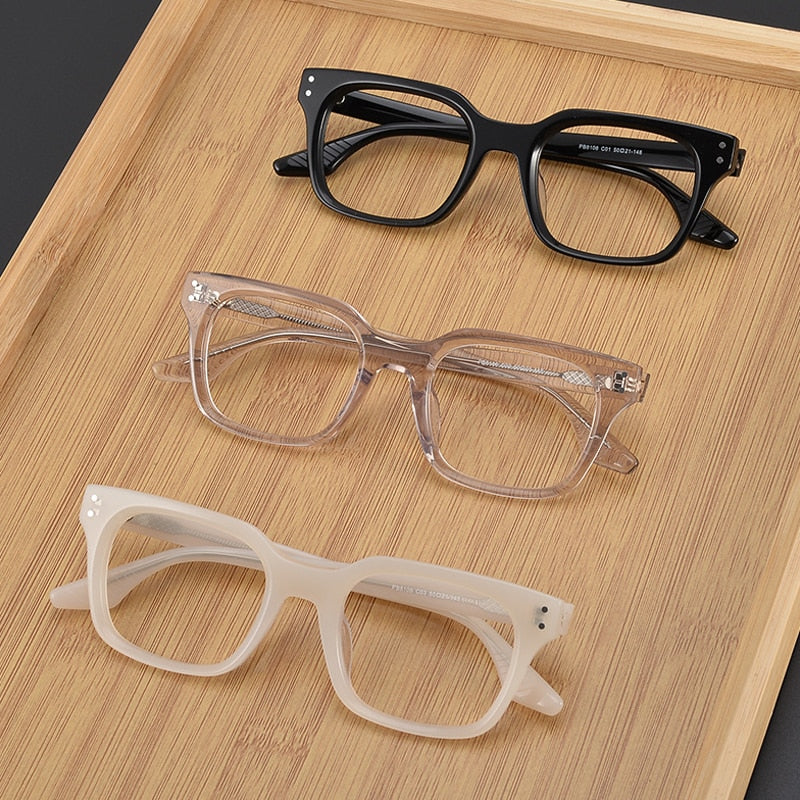 Gatenac Unisex Full Rim Square Acetate Eyeglasses Gxyj1104 Full Rim Gatenac