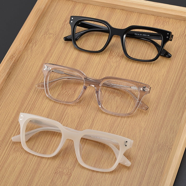 Gatenac Unisex Full Rim Square Acetate Eyeglasses Gxyj1104 Full Rim Gatenac