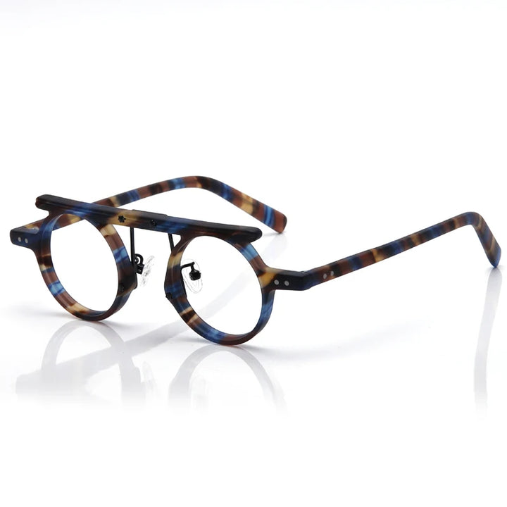 Muzz Unisex Full Rim Round Double Bridge Acetate Eyeglasses P596 Full Rim Muzz C 3