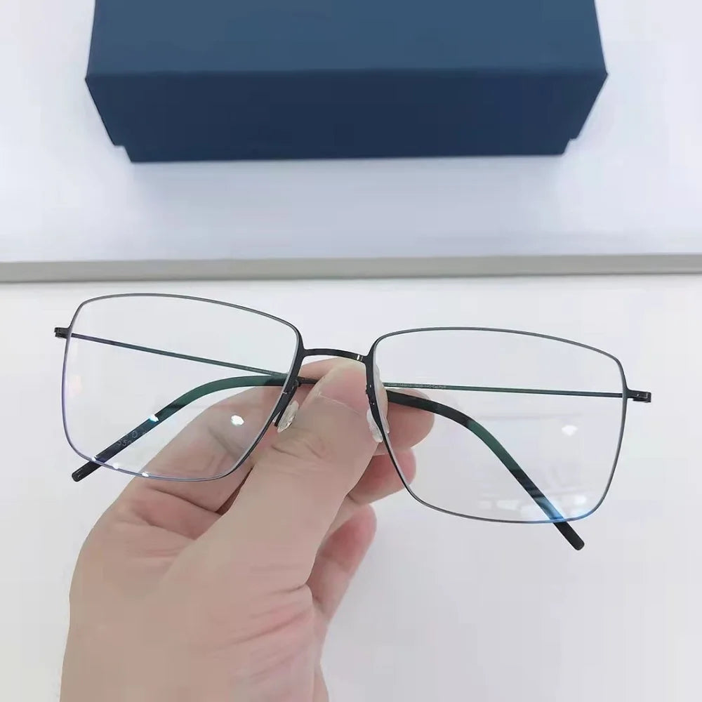 Aimee Unisex Rimless Square Screwless Titanium Eyeglasses 85508 Rimless Aimee Black