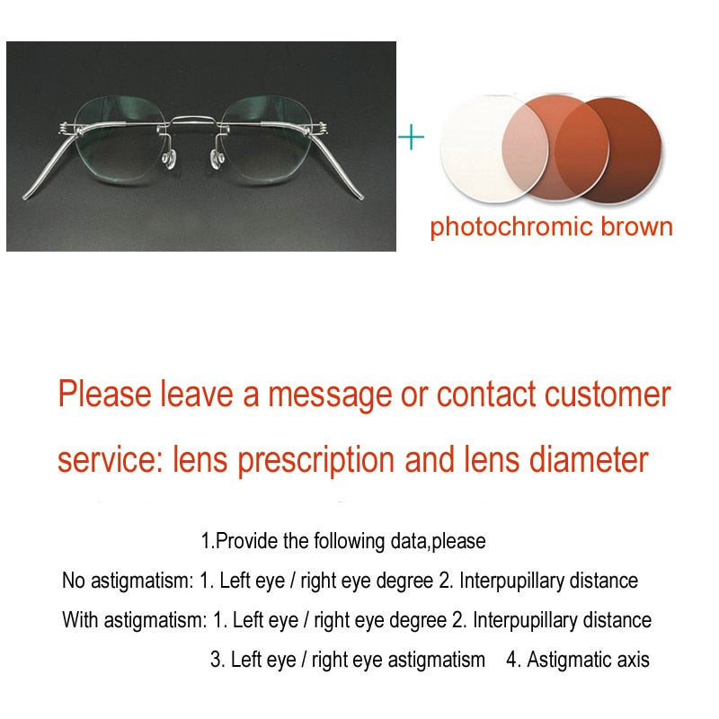 Yujo Unisex Rimless Polygon Stainless Steel Eyeglasses Custom Lens Options Rimless Yujo C5 China 