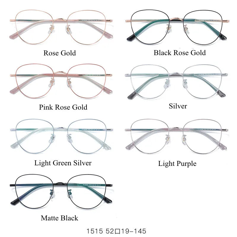 Chashma Ottica Unisex Full Rim Oval Titanium Alloy Eyeglasses 1515 Full Rim Chashma Ottica