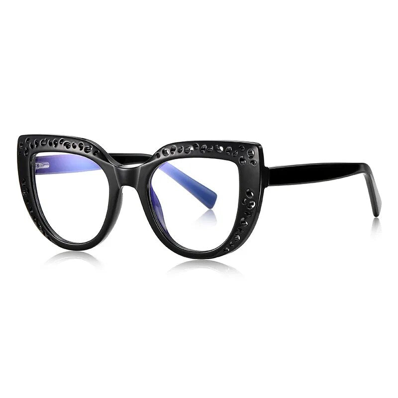 CCspace Women's Full Rim Cat Eye Tr 90 Titanium Eyeglasses 56998 Full Rim CCspace C1Black
