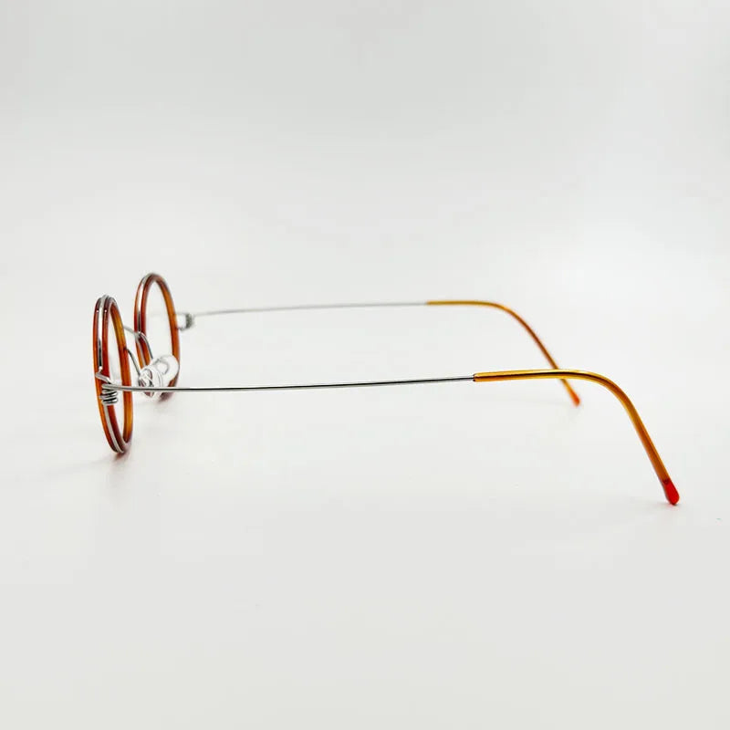 Yujo Unisex Full Rim Round Stainless Steel Acetate Custom Eyeglasses Y3434 Full Rim Yujo