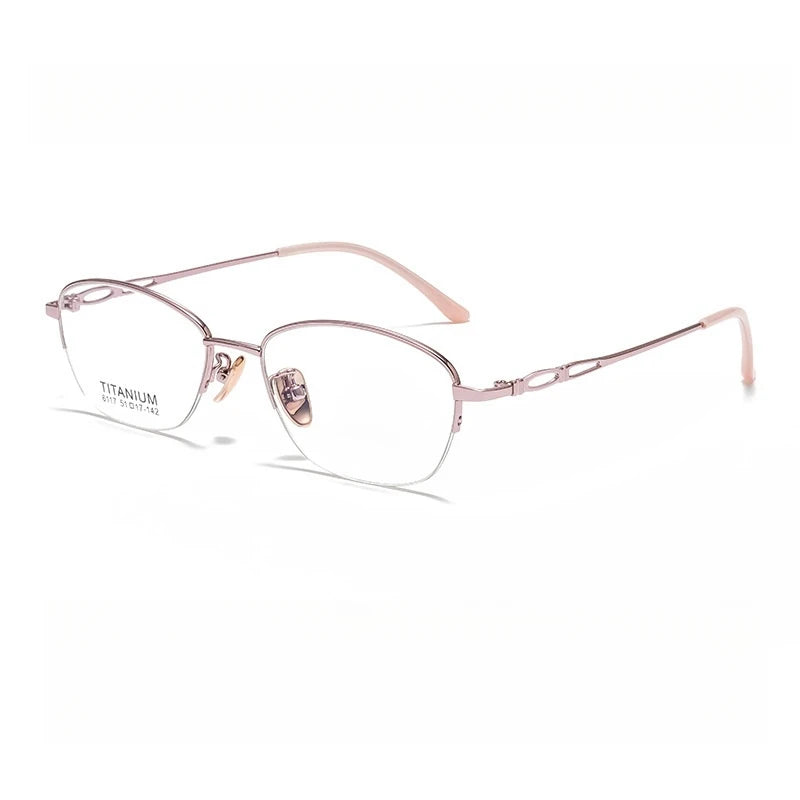 Yimaruili Women's Semi Rim Alloy Eyeglasses 6117 Semi Rim Yimaruili Eyeglasses Pink