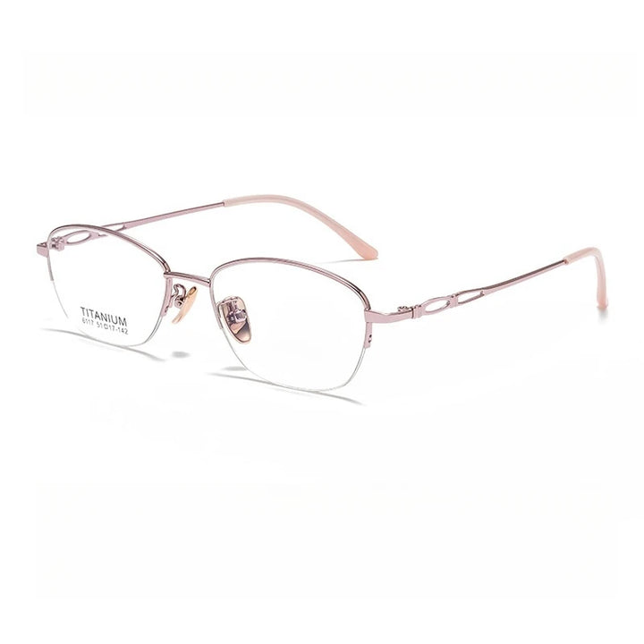 Yimaruili Women's Semi Rim Alloy Eyeglasses 6117 Semi Rim Yimaruili Eyeglasses Pink