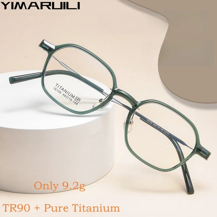 Yimaruili Unisex Full Rim Polygon Tr 90 Titanium Eyeglasses  Y16105 Full Rim Yimaruili Eyeglasses