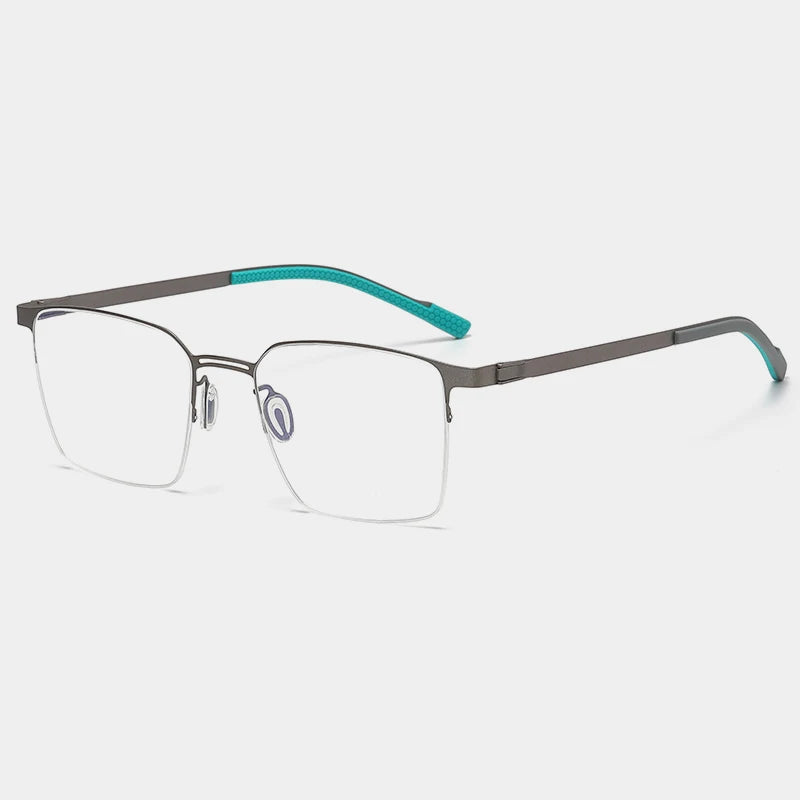 Gatenac Unisex Semi Rim Square Titanium Eyeglasses Gxyj1153 Semi Rim Gatenac Gun