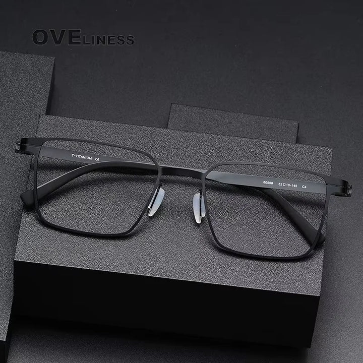 Oveliness Unisex Full Rim Square Screwless Titanium Eyeglasses 80998
