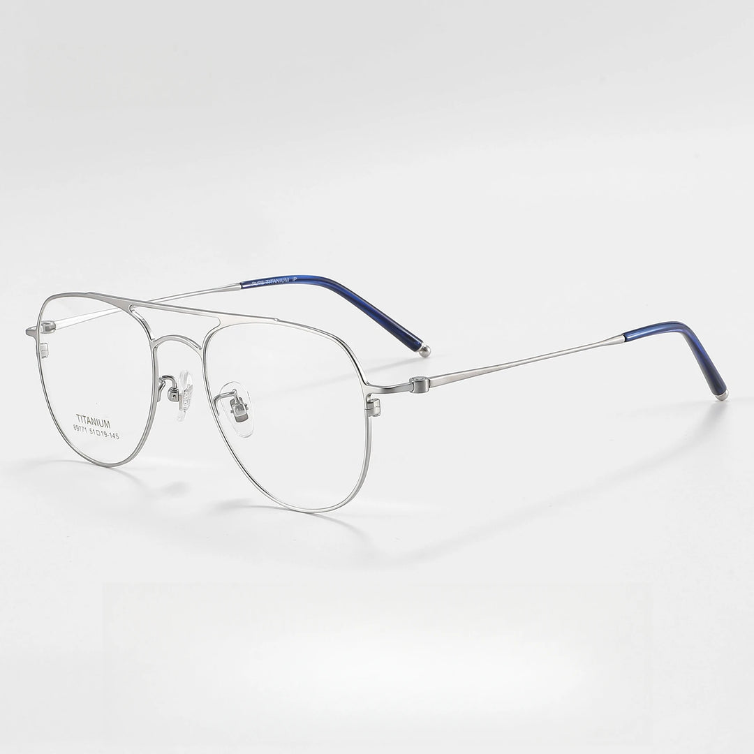 Yimaruili Unisex Full Rim Oval Double Bridge Titanium Eyeglasses 89771