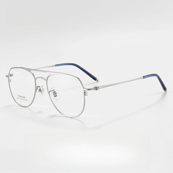 Yimaruili Unisex Full Rim Oval Double Bridge Titanium Eyeglasses 89771
