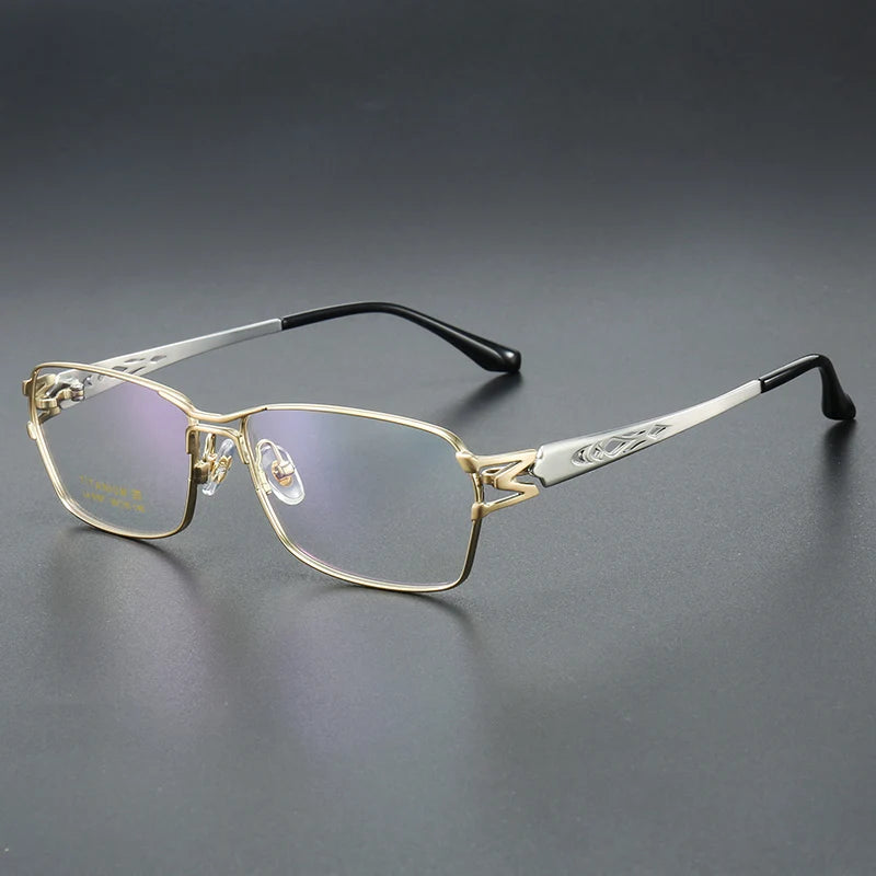 Muzz Men's Full Rim Square Double Bridge Titanium Acetate Eyeglasses 46197