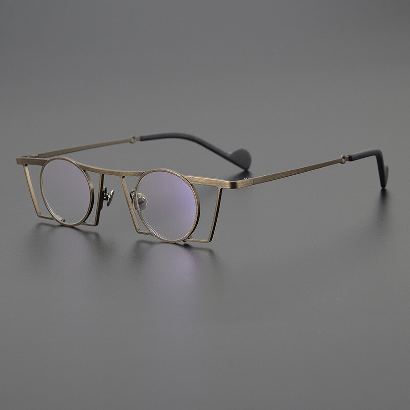 Gatenac Unisex Full Rim Square Round Titanium Eyeglasses Gxyj1035 Full Rim Gatenac Bronze