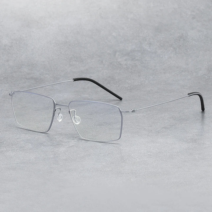 Black Mask Unisex Full Rim Square Screwless Titanium Eyeglasses 45509