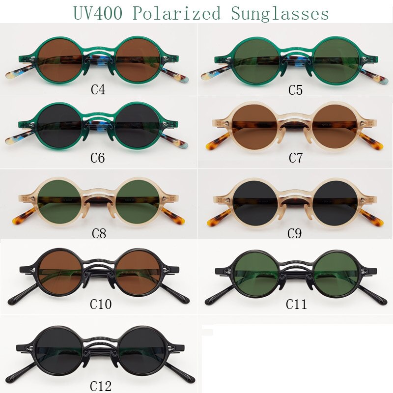 Yujo Unisex Full Rim Small Round Titanium Acetate Eyeglasses Or Polarized Sunglasses Full Rim Yujo