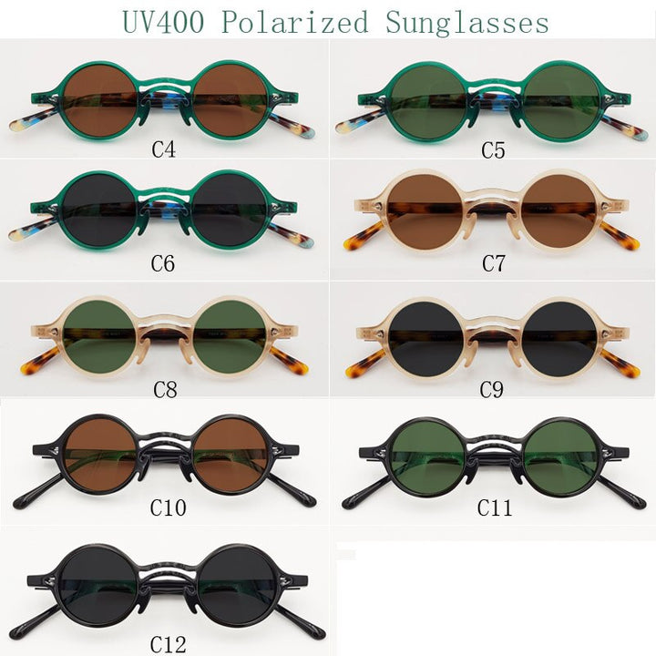 Yujo Unisex Full Rim Small Round Titanium Acetate Eyeglasses Or Polarized Sunglasses Full Rim Yujo