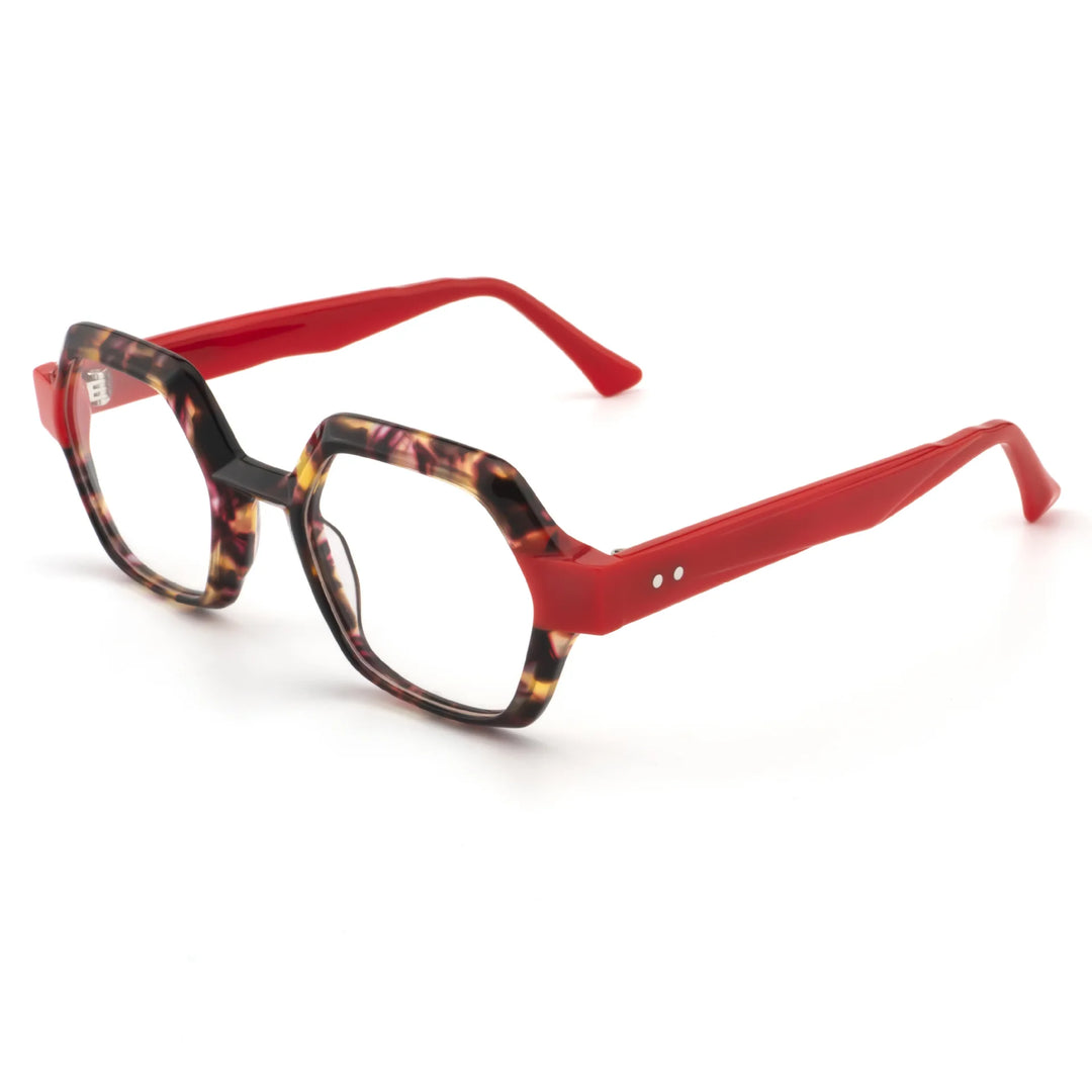Hewei Unisex Full Rim Polygon Acetate Eyeglasses 923076