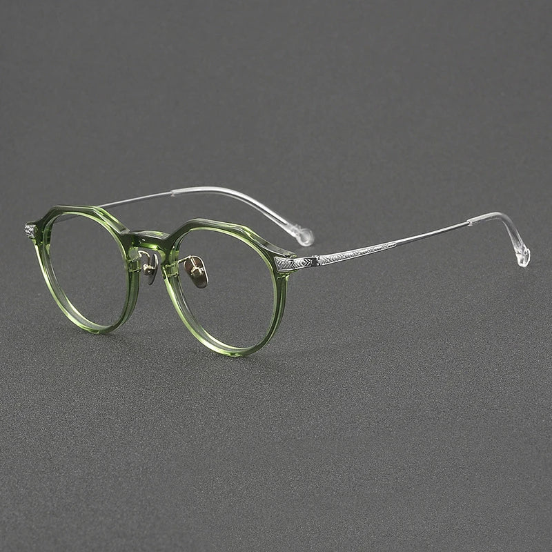 Black Mask Women's Full Rim Round Titanium Acetate Eyeglasses 54402