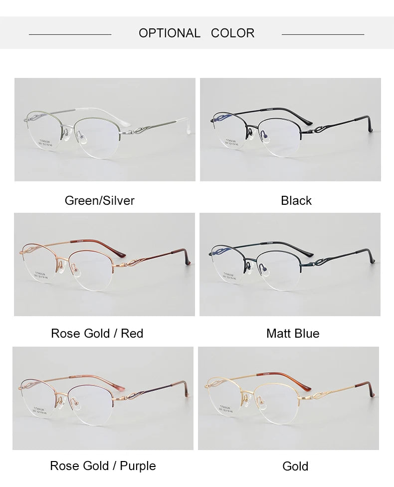 Krasivyy Women's Semi Rim Oval Cat Eye Titanium Eyeglasses 443001 Semi Rim Krasivyy