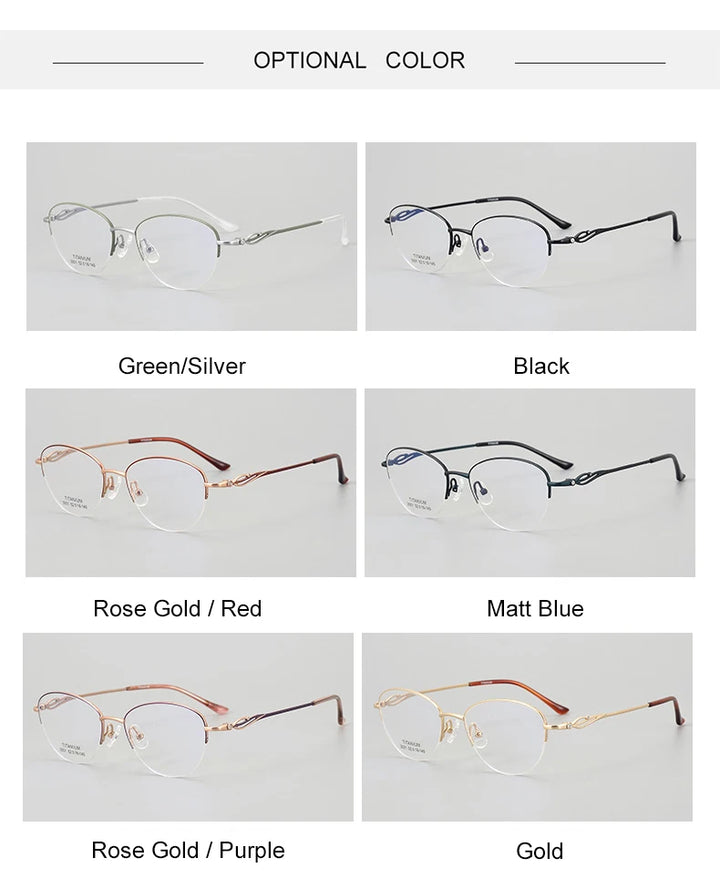 Krasivyy Women's Semi Rim Oval Cat Eye Titanium Eyeglasses 443001 Semi Rim Krasivyy