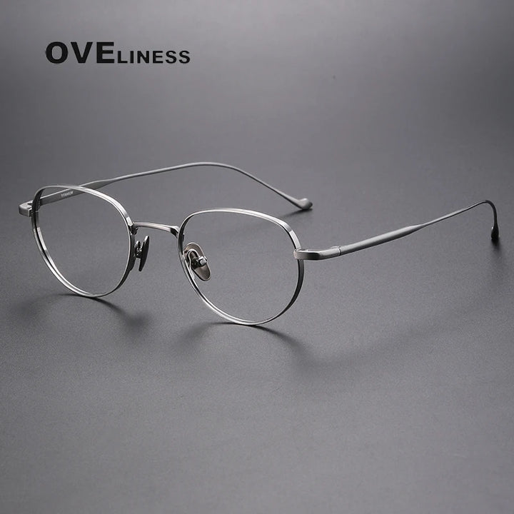 Oveliness Unisex Full Rim Oval Titanium Eyeglasses 0100 Full Rim Oveliness silver