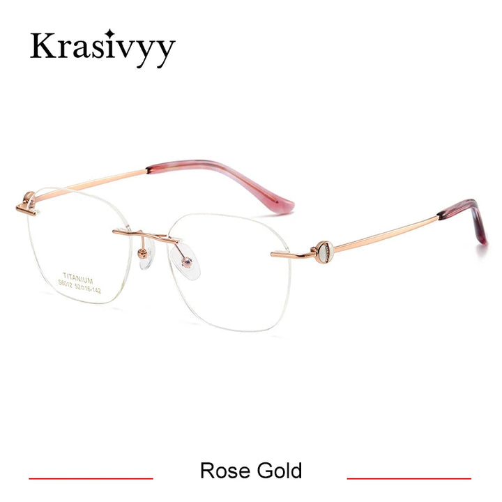 Krasivyy Women's Rimless Polygon Square Titanium Eyeglasses 86012