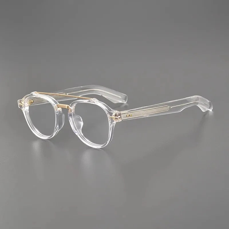 Nobler Unisex Full Rim Round Double Bridge Titanium Acetate Eyeglasses J068 Full Rim Nobler