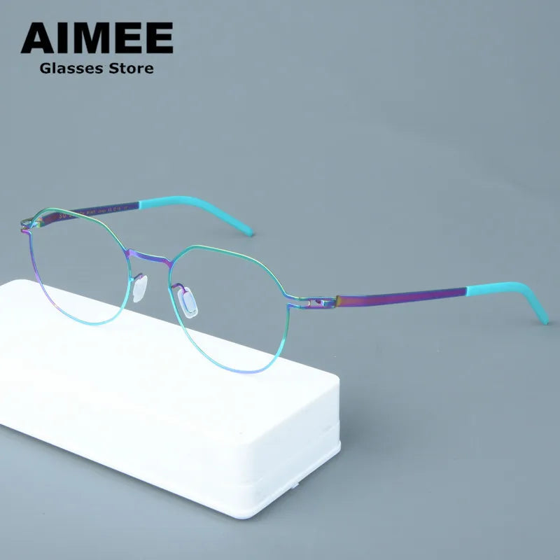 Aimee Women's Full Rim Flat Top Polygon Steel Eyeglasses 13649 Full Rim Aimee Mulit