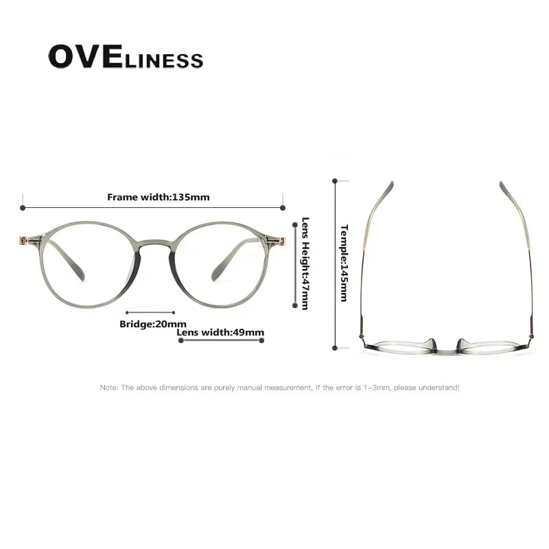 Oveliness Women's Full Rim Round Acetate Titanium Eyeglasses 8668