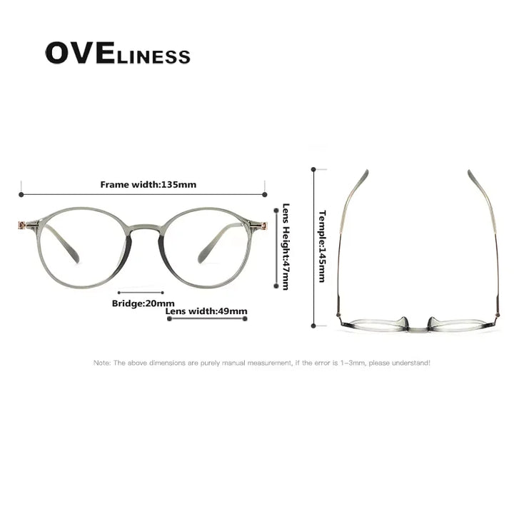 Oveliness Women's Full Rim Round Acetate Titanium Eyeglasses 8668