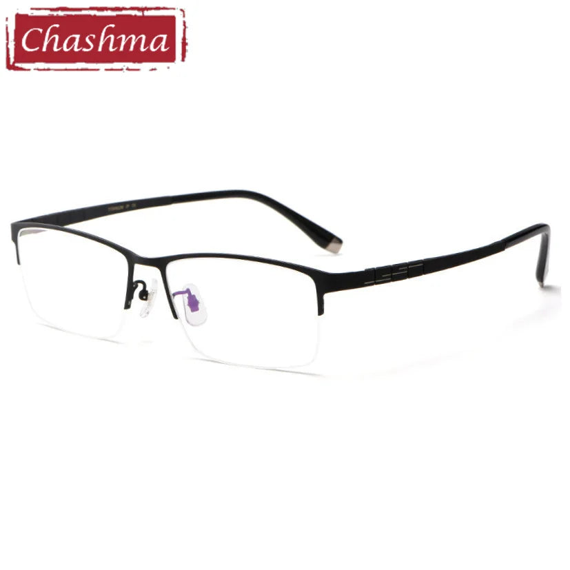 Chashma Ochki Unisex Semi Rim Big Square Titanium Eyeglasses 20421 Semi Rim Chashma Ochki