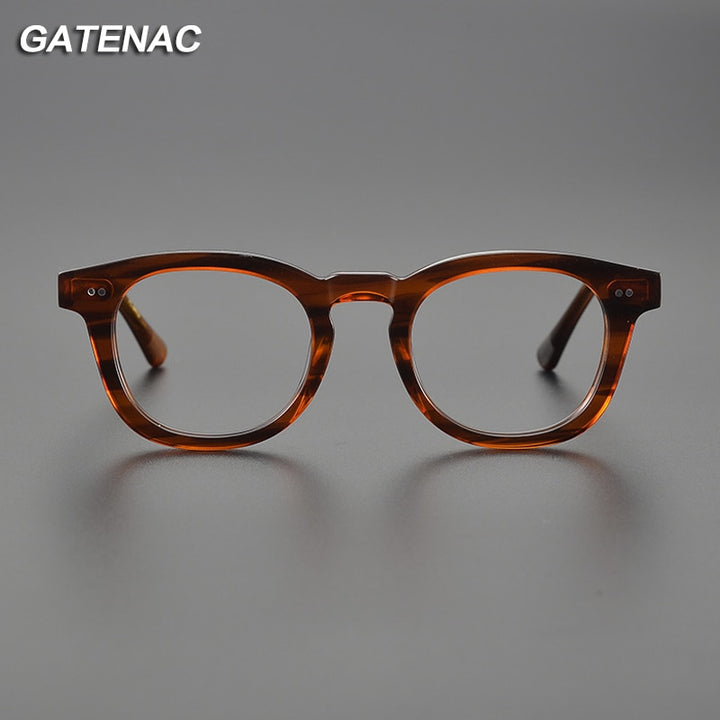 Gatenac Unisex Full Rim Square Round Acetate Eyeglasses Gxyj1078 Full Rim Gatenac