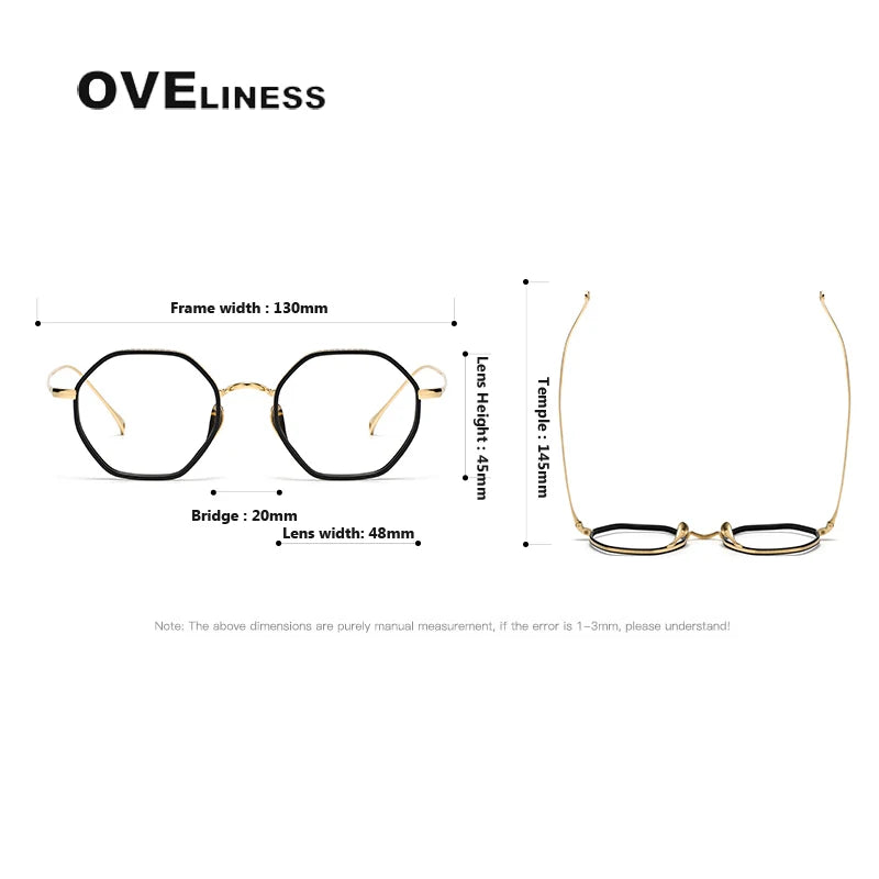 Oveliness Unisex Full Rim Polygon Titanium Acetate Eyeglasses O7311 Full Rim Oveliness