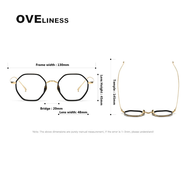 Oveliness Unisex Full Rim Polygon Titanium Acetate Eyeglasses O7311 Full Rim Oveliness