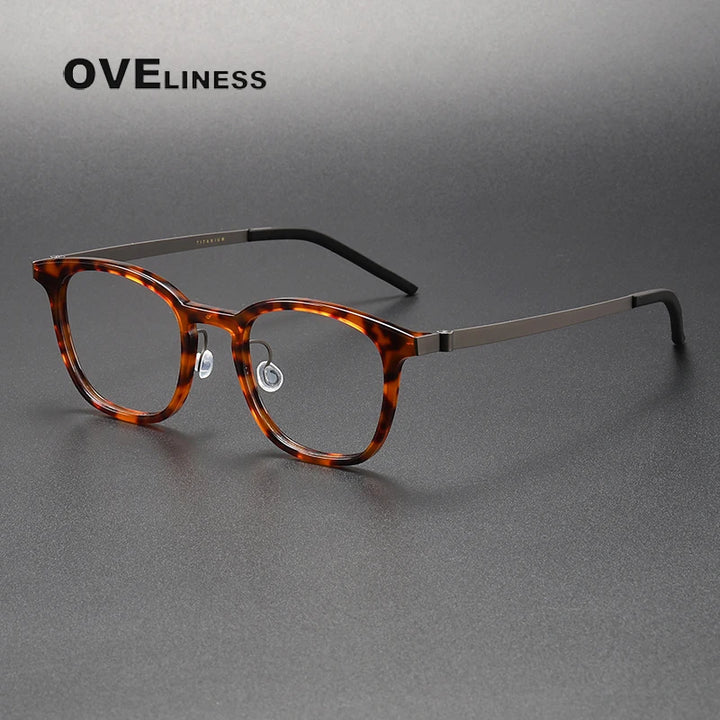 Oveliness Unisex Full Rim Square Titanium Screwless Eyeglasses 1051 Full Rim Oveliness tortoise