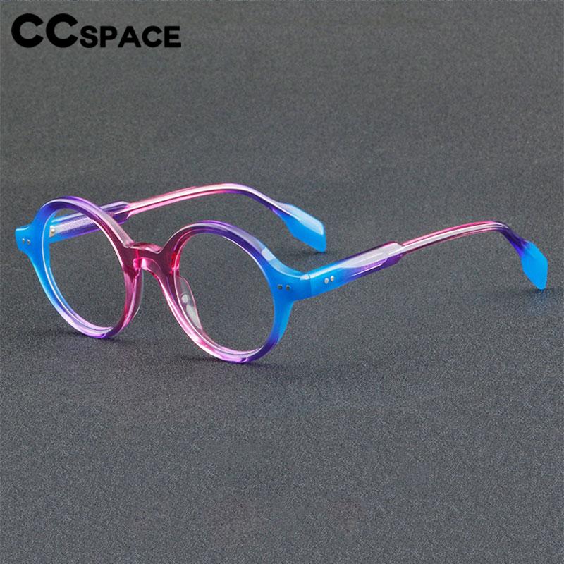 CCspace Unisex Full Rim Round Acetate Eyeglasses 56719 Full Rim CCspace