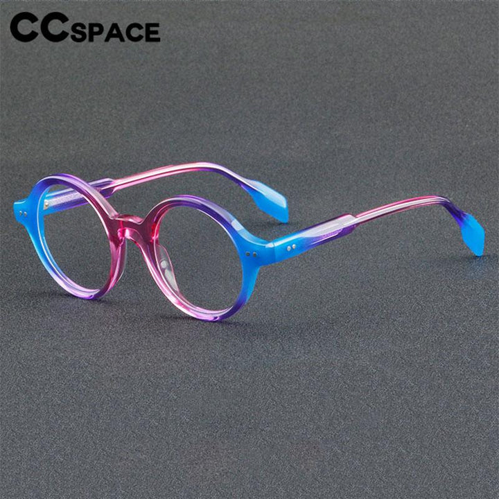 CCspace Unisex Full Rim Round Acetate Eyeglasses 56719 Full Rim CCspace