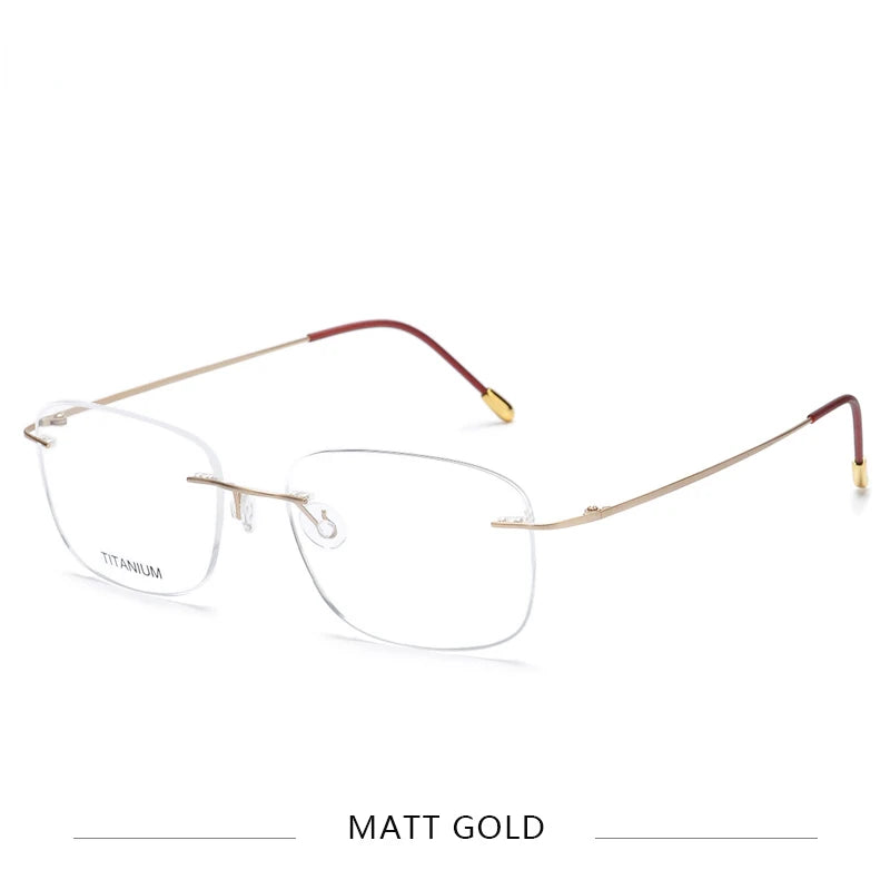 Brightzone Unisex Rimless Oval Square Titanium Eyeglasses 71610 Rimless Brightzone Matte Gold
