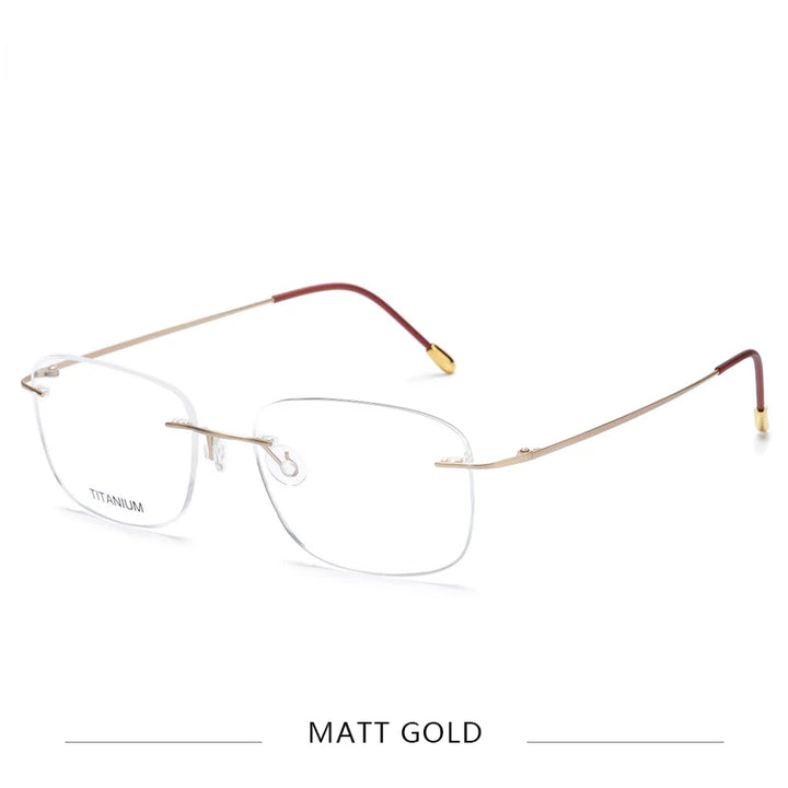 Brightzone Unisex Rimless Oval Square Titanium Eyeglasses 71610 Rimless Brightzone Matte Gold