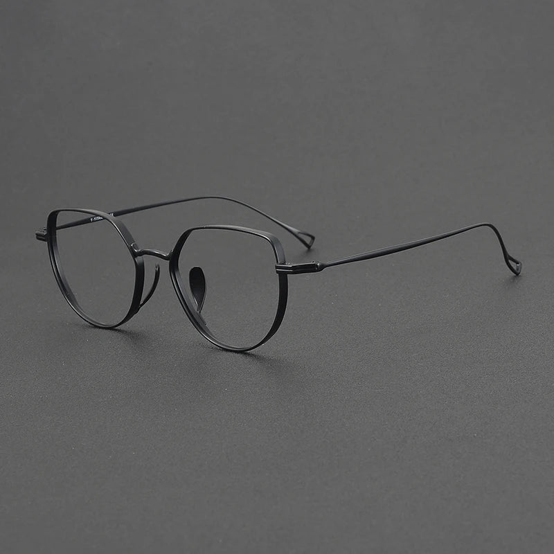 Muzz Unisex Full Rim Flat Top Round Titanium Eyeglasses 73002