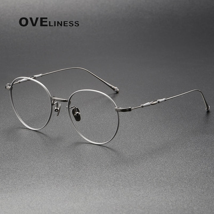 Oveliness Unisex Full Rim Irregular Round Titanium Eyeglasses M3048a Full Rim Oveliness gun  