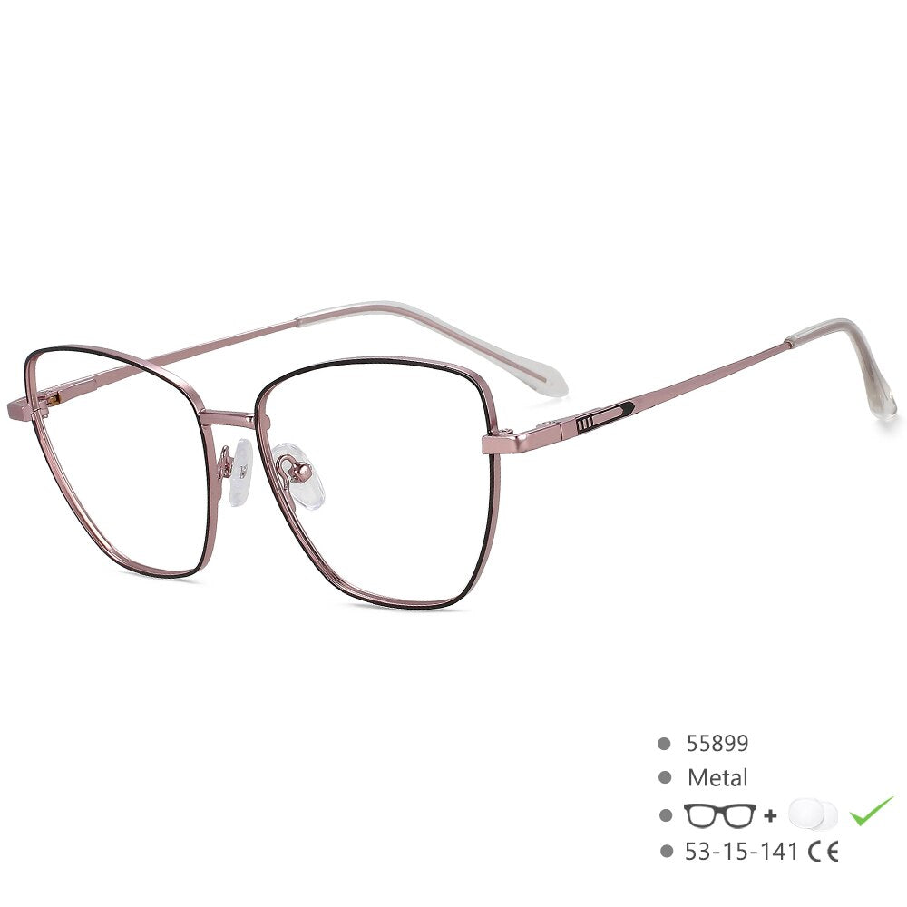 CCspace Unisex Full Rim Square Cat Eye Alloy Eyeglasses 55899 Full Rim CCspace BlackPurple China