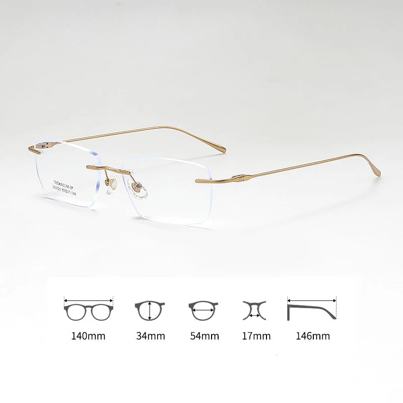 Xbora Unisex Rimless Polygon Square Titanium Eyeglasses 233525