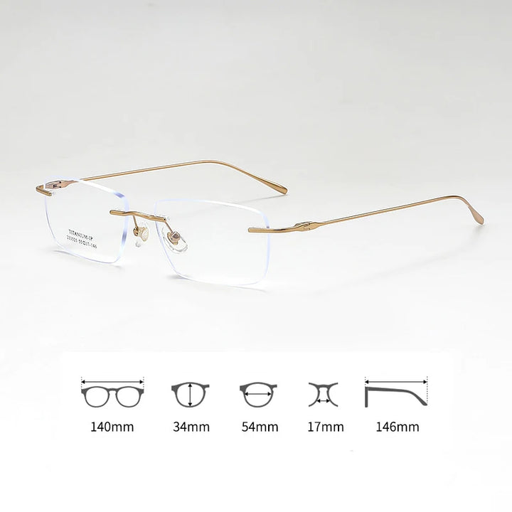 Xbora Unisex Rimless Polygon Square Titanium Eyeglasses 233525