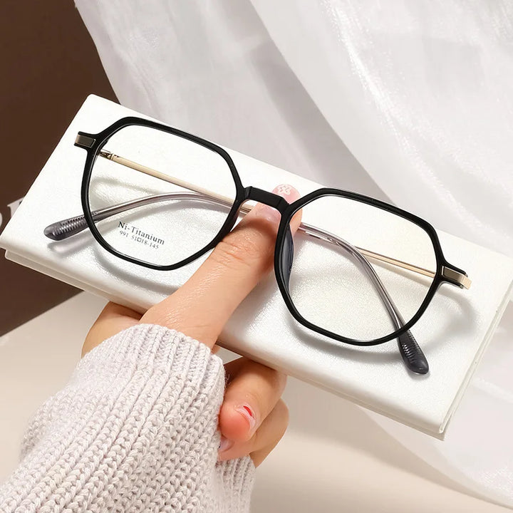 Xbora Women's Full Rim Polygon Square Tr 90 Titanium Eyeglasses 9915